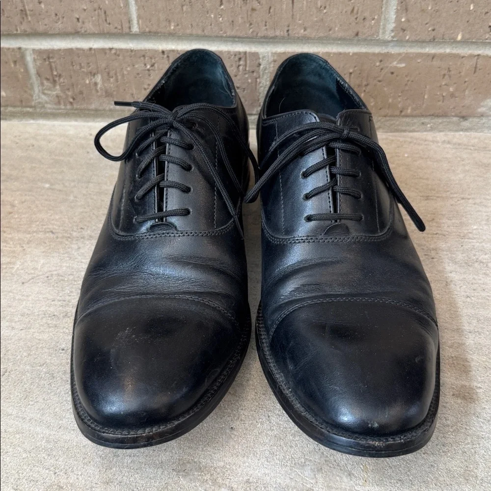 Cole Haan Black Leather Cap-Toe Derbys